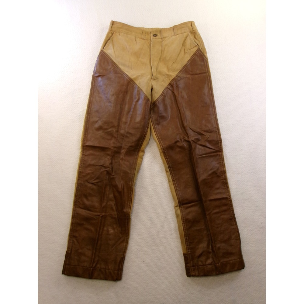 Stream and Field Hunting Pants Mens 31x29 Tan Brown Leather-Like Chap Canvas